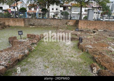 Rovine storiche del Bastione Vittoria a Malacca, Malesia Foto Stock