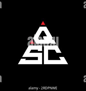 Logo QSC a lettere triangolari con forma triangolare. Monogramma di design del logo QSC a triangolo. Modello di logo vettoriale QSC triangolare di colore rosso. QSC triangul Illustrazione Vettoriale