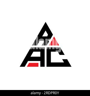 Design con logo a lettera triangolare RAC e forma triangolare. Monogramma del design del logo del triangolo RAC. Modello di logo vettoriale a triangolo RAC di colore rosso. RAC triangul Illustrazione Vettoriale