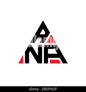 Design con logo RNA a lettera triangolare e forma triangolare. Monogramma di design con logo a triangolo RNA. Modello con logo vettoriale a triangolo RNA di colore rosso. RNA triangul Illustrazione Vettoriale