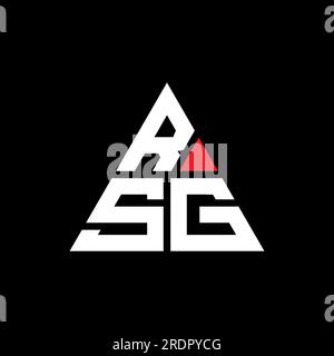 Design con logo a lettera triangolare RSG con forma triangolare. Monogramma di design con logo triangolare RSG. Modello di logo vettoriale triangolare RSG di colore rosso. RSG triangul Illustrazione Vettoriale