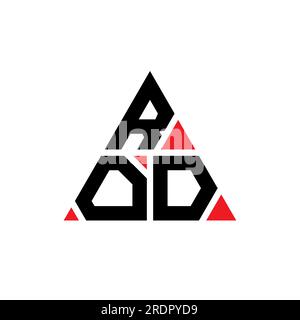 Logo a forma di lettera triangolare con ASTA. Monogramma di design con logo triangolare. Modello con logo vettoriale triangolare a BARRA DI colore rosso. ROD triangul Illustrazione Vettoriale