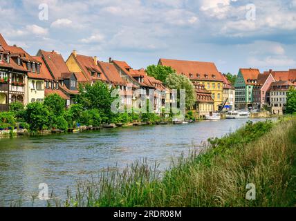 Case di pescatori dal XIX secolo in Klein-Venedig (Piccola Venezia) a Bamberg. Foto Stock