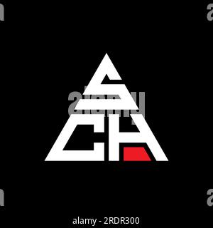Logo SCH triangolare a lettera con forma triangolare. Monogramma del logo SCH Triangle. Modello di logo vettoriale a triangolo SCH di colore rosso. SCH triangul Illustrazione Vettoriale
