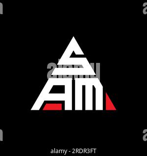 Logo SAM triangolare a lettera con forma triangolare. Monogramma del logo SAM Triangle. Modello di logo vettoriale triangolare SAM di colore rosso. SAM triangul Illustrazione Vettoriale