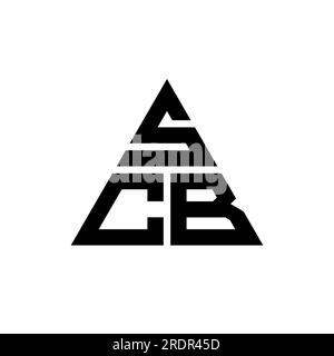 Logo SCB a lettera triangolare con forma triangolare. Monogramma di design del logo del triangolo SCB. Modello di logo vettoriale triangolare SCB di colore rosso. SCB triangul Illustrazione Vettoriale