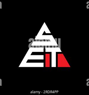 IMPOSTA IL logo a lettere triangolari con forma triangolare. IMPOSTA IL monogramma del logo triangolare. IMPOSTA IL modello del logo vettoriale triangolare con il colore rosso. IMPOSTA triangul Illustrazione Vettoriale