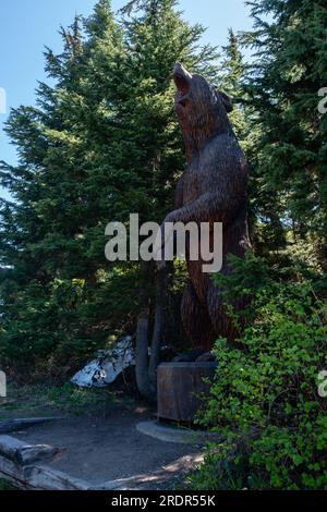 Grouse Mountain Grizzly Bear Carving Foto Stock