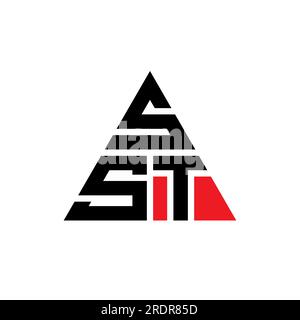 Logo SST a lettera triangolare con forma a triangolo. Monogramma di design con logo triangolare SST. Modello di logo vettoriale triangolare SST di colore rosso. SST triangul Illustrazione Vettoriale