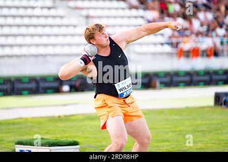 Madrid, Madrid, Spagna. 22 luglio 2023. Jonah WILSON gareggia durante il .WACT/Europe Silver Athletics Meeting celebrato a Madrid, in Spagna allo stadio Vallehermoso sabato 22 luglio 2023 (Credit Image: © Alberto Gardin/ZUMA Press Wire) SOLO PER USO EDITORIALE! Non per USO commerciale! Foto Stock