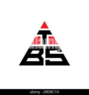 Logo TBS triangolare a lettere con forma triangolare. Monogramma di design con logo triangolare TBS. Modello con logo vettoriale triangolare TBS di colore rosso. TBS triangul Illustrazione Vettoriale