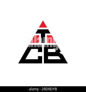 Logo TCB a lettera triangolare con forma triangolare. Monogramma di design con logo triangolare TCB. Modello logo vettoriale triangolare TCB di colore rosso. TCB triangul Illustrazione Vettoriale