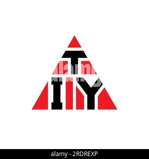 Logo TIY triangolare a lettera con forma triangolare. Monogramma di design con logo triangolare TIY. Modello di logo vettoriale triangolare TIY di colore rosso. TIY triangul Illustrazione Vettoriale