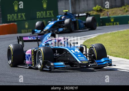 14 DOOHAN Jack (aus), UNI-Virtuosi Racing, Dallara F2, azione durante il 9° round del Campionato FIA di Formula 2 2023 dal 21 al 23 luglio 2023 sull'Hungaroring, a Mogyorod, Ungheria Foto Stock