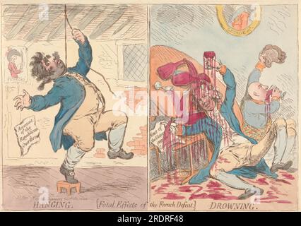 Effetto fatale della sconfitta francese - Hanging (and) annegamento 1795 di James Gillray Foto Stock