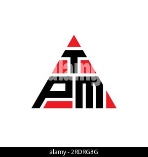 Logo TPM a lettera triangolare con forma triangolare. Monogramma di design con logo triangolare TPM. Modello di logo vettoriale a triangolo TPM di colore rosso. TPM triangul Illustrazione Vettoriale