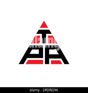 Logo TPA triangolare a lettera con forma triangolare. Monogramma di design con logo triangolare TPA. Modello con logo vettoriale a triangolo TPA di colore rosso. TPA triangul Illustrazione Vettoriale