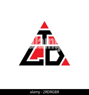 Logo triangolare in TLD con forma a triangolo. Monogramma con logo triangolare TLD. Modello di logo vettoriale a triangolo TLD di colore rosso. TLD triangul Illustrazione Vettoriale