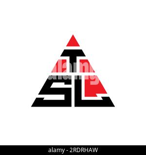 Logo TSL triangolare a lettera con forma triangolare. Monogramma con logo triangolare TSL. Modello con logo vettoriale a triangolo TSL di colore rosso. TSL triangul Illustrazione Vettoriale