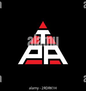 Logo TPA triangolare a lettera con forma triangolare. Monogramma di design con logo triangolare TPA. Modello con logo vettoriale a triangolo TPA di colore rosso. TPA triangul Illustrazione Vettoriale