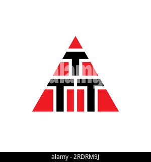 Logo triangolare TTT a lettera con forma triangolare. Monogramma di design con logo triangolare TTT. Modello con logo vettoriale triangolare TTT di colore rosso. TTT triangul Illustrazione Vettoriale
