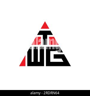 Logo TWG a lettera triangolare con forma triangolare. Monogramma di design con logo triangolare TWG. Modello di logo vettoriale a triangolo TWG di colore rosso. TWG triangul Illustrazione Vettoriale