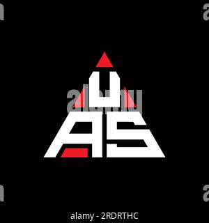 Logo UAS triangolare a lettera con forma triangolare. Monogramma di design con logo triangolare UAS. Modello di logo vettoriale triangolare UAS di colore rosso. UAS triangul Illustrazione Vettoriale