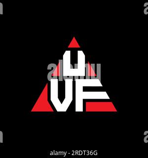 Logo UVF a lettere triangolari con forma triangolare. Monogramma di design con logo triangolare UVF. Modello di logo vettoriale a triangolo UVF di colore rosso. UVF triangul Illustrazione Vettoriale