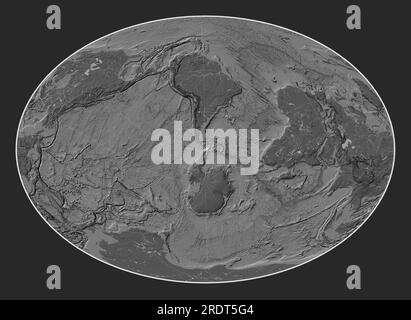 Placca tettonica delle Shetland sulla mappa di elevazione bilivello nella proiezione Fahey Oblique centrata meridionalmente e latitudinalmente. Foto Stock