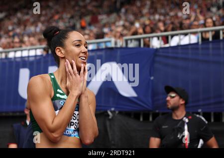 Londra, Regno Unito. 23 luglio 2023. La britannica Katarina Johnson-Thompson gareggia nel Women's Long Jump durante il Diamond Leagues Athletics Meeting di Londra. Credito: George Tewkesbury/Alamy Live News Foto Stock