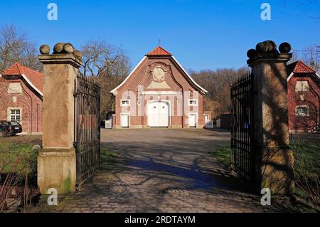 Haus Rueschhaus, costruita nel 1749 da Johann Conrad Schlaun, sede del Museo Annette von Droste-Huelshoff, Muenster-Nienberge, Muensterland, Nord Foto Stock