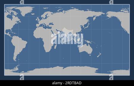 Placca tettonica indiana sulla mappa del contorno solido nella proiezione cilindrica Patterson centrata meridionalmente. Illustrazione Vettoriale