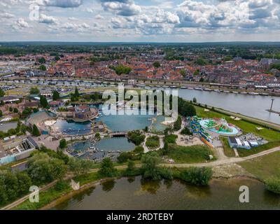 Foto aerea del delfinario di Harderwijk, Paesi Bassi. Foto Stock