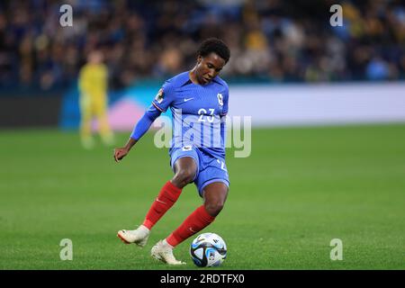 Sydney, Australia. 23 luglio 2023; Sydney Football Stadium, Sydney, NSW, Australia: FIFA Womens World Cup Group F Football, Francia contro Giamaica; Vicki Becho di Francia passa il pallone credito: Action Plus Sports Images/Alamy Live News Foto Stock