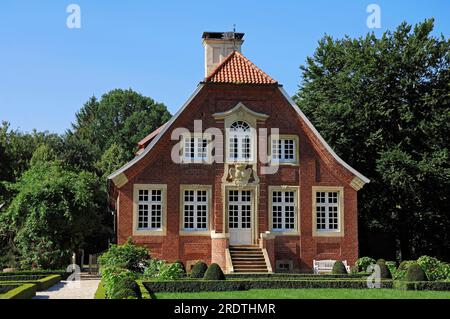 Haus Rueschhaus, costruita nel 1749 da Johann Conrad Schlaun, sede del Museo Annette von Droste-Huelshoff, Muenster-Nienberge, Muensterland, Nord Foto Stock