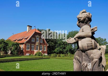 Haus Rueschhaus, costruita nel 1749 da Johann Conrad Schlaun, sede del Museo Annette von Droste-Huelshoff, Muenster-Nienberge, Muensterland, Nord Foto Stock