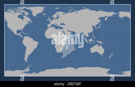 Placca tettonica somala sulla mappa di contorno solido nella proiezione cilindrica Patterson centrata meridionalmente. Illustrazione Vettoriale