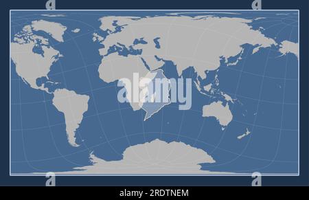 Placca tettonica somala sulla mappa di contorno solido nella proiezione obliqua cilindrica Patterson centrata in posizione meridionale e latitudinale. Illustrazione Vettoriale