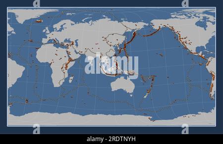 Piastra tettonica Sunda sulla mappa di contorno solido nella proiezione obliqua cilindrica Patterson centrata in posizione meridionale e latitudinale. Distribuzione di Illustrazione Vettoriale