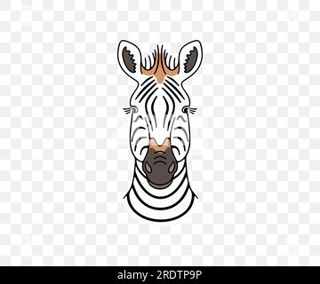 Testa zebra, animali e savana africana, grafica colorata. Natura, fauna selvatica, safari, zoo, natura selvatica e fauna, disegno vettoriale e illustrazione Illustrazione Vettoriale
