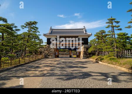 Porta del castello di Takamatsu, Giappone Foto Stock