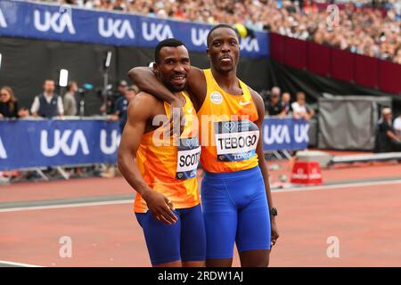 London Stadium, Londra, Regno Unito. 23 luglio 2023. 2023 London Diamond League Athletics; Leungo Scotch e Letsile Tebogo Credit: Action Plus Sports/Alamy Live News Foto Stock