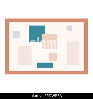 Pittura astratta con forme geometriche, elemento di design per interni per soggiorno o armadietto, illustrazione vettoriale piatta Illustrazione Vettoriale