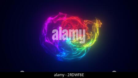 Sfera energetica arcobaleno multicolore astratta trasparente rotonda luminosa, sfondo astratto magico. Foto Stock