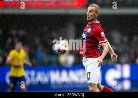 Silkeborg, Danimarca. 23 luglio 2023. Tobias Salquist (20) di Silkeborg SE visto durante il 3F Superliga match tra Silkeborg IF e Broendby IF al Jysk Park di Silkeborg. (Foto: Gonzales Photo/Alamy Live News Foto Stock