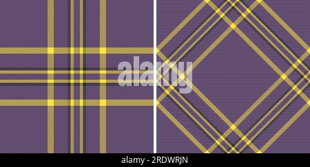 Motivo sfondo senza cuciture di un tartan vettoriale con un set a quadri in tessuto in colori neon. Illustrazione Vettoriale