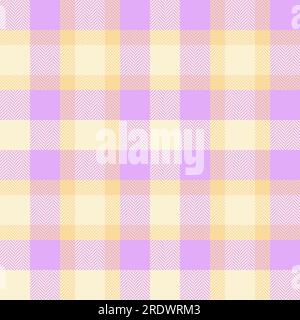 Sfondo a quadri con motivo vettoriale e tessuto a quadri senza cuciture nei colori a frusta viola e papaya. Illustrazione Vettoriale