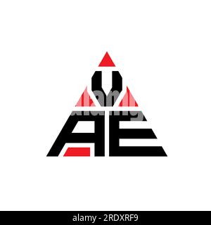 Logo VAE a lettera triangolare con forma triangolare. Monogramma di design con logo triangolare VAE. Modello di logo vettoriale triangolare VAE di colore rosso. VAE triangul Illustrazione Vettoriale