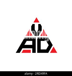 Logo VAD triangolare a lettera con forma triangolare. Monogramma di design con logo triangolare VAD. Modello di logo vettoriale triangolare VAD di colore rosso. VAD triangul Illustrazione Vettoriale
