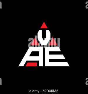 Logo VAE a lettera triangolare con forma triangolare. Monogramma di design con logo triangolare VAE. Modello di logo vettoriale triangolare VAE di colore rosso. VAE triangul Illustrazione Vettoriale